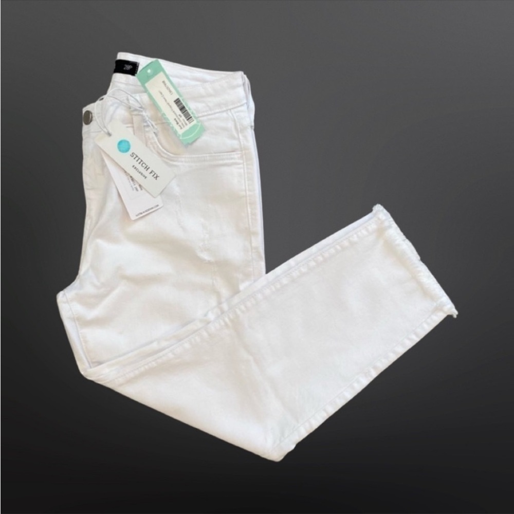 Just Black Nilo Distressed White Frayed Hem Capri Jeans NWT Size 28P - Picture 3 of 8